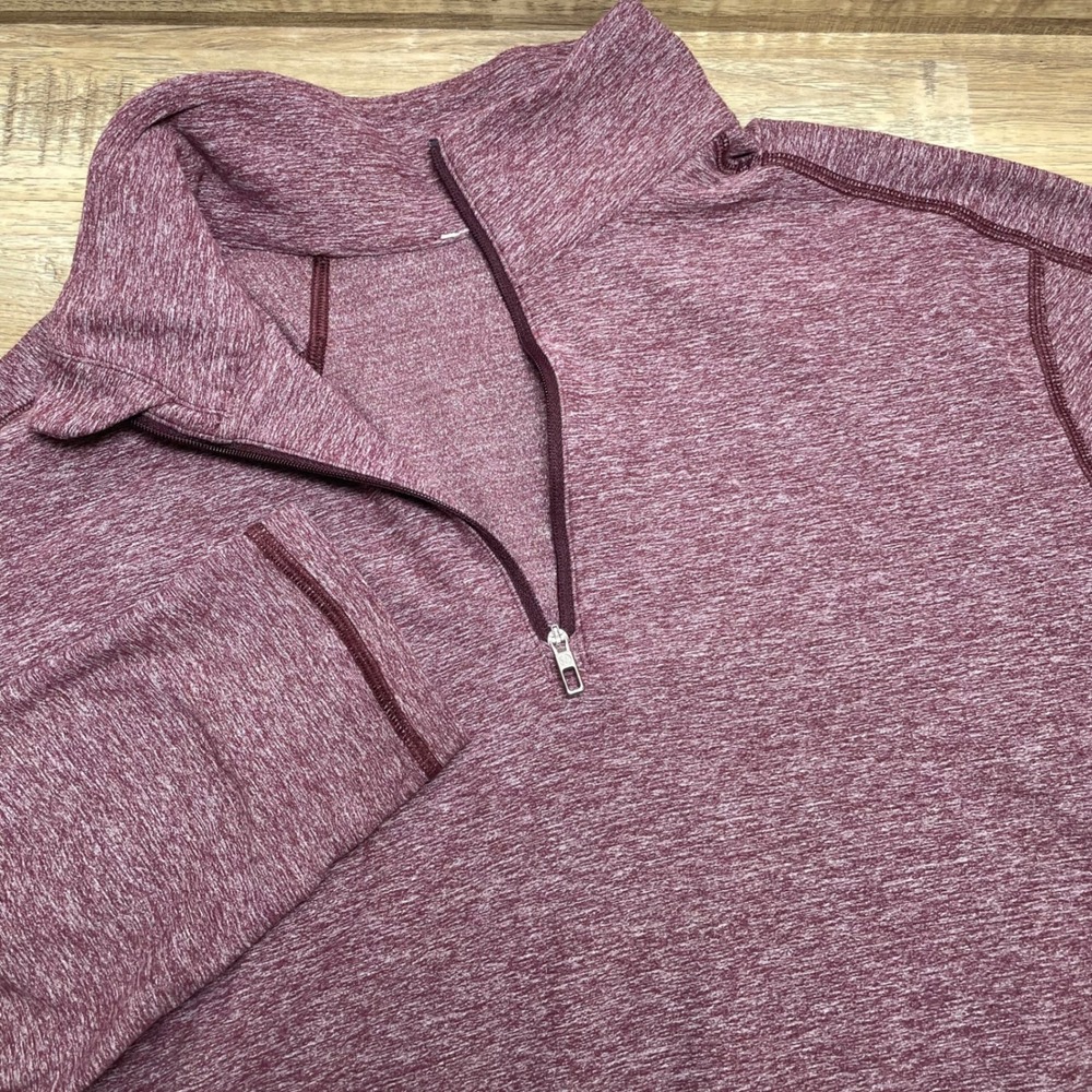 Lululemon Jersey Knit Performance 1/2 Zip Pullover Heathered Burgundy Red Mens L